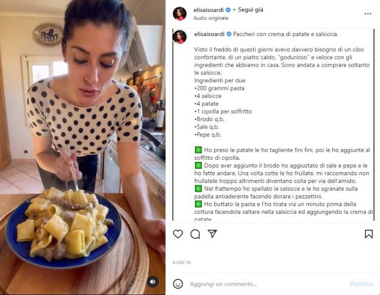 elisa Isoardi video ricetta