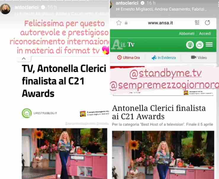 Antonella Clerici al settimo cielo