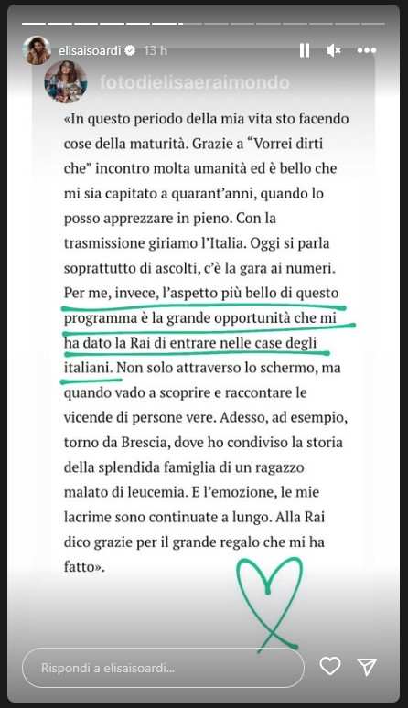 Elisa Isoardi rivelazione