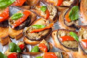 Bruschette veloci con melanzane e pomodori
