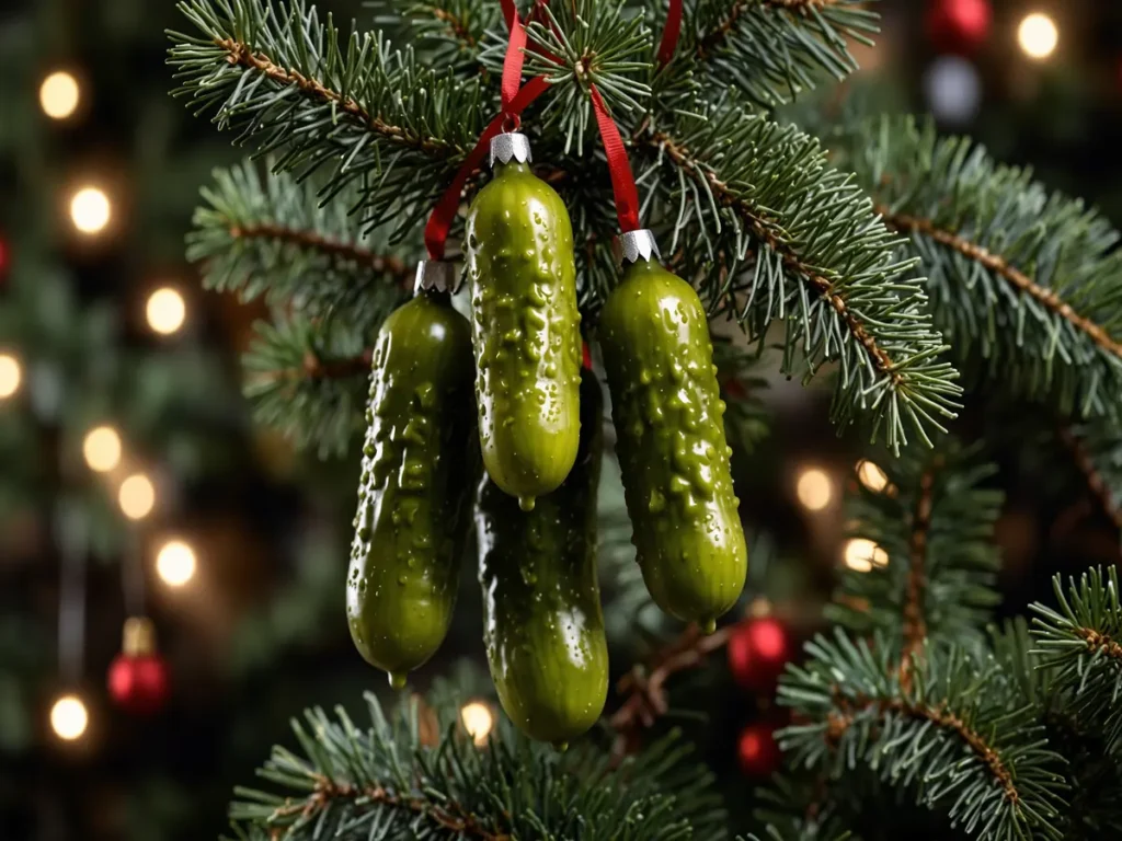 cetriolini appesi all'albero di natale