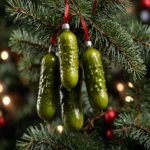 cetriolini appesi all'albero di natale